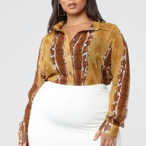 Fashion Nova Sheer Snake Skin Blouse